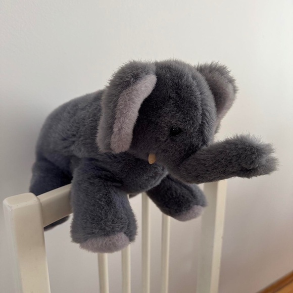 Cute blue grey elephant plush toy Dumbo Babar style jungle animals plush stuffed - Picture 1 of 7
